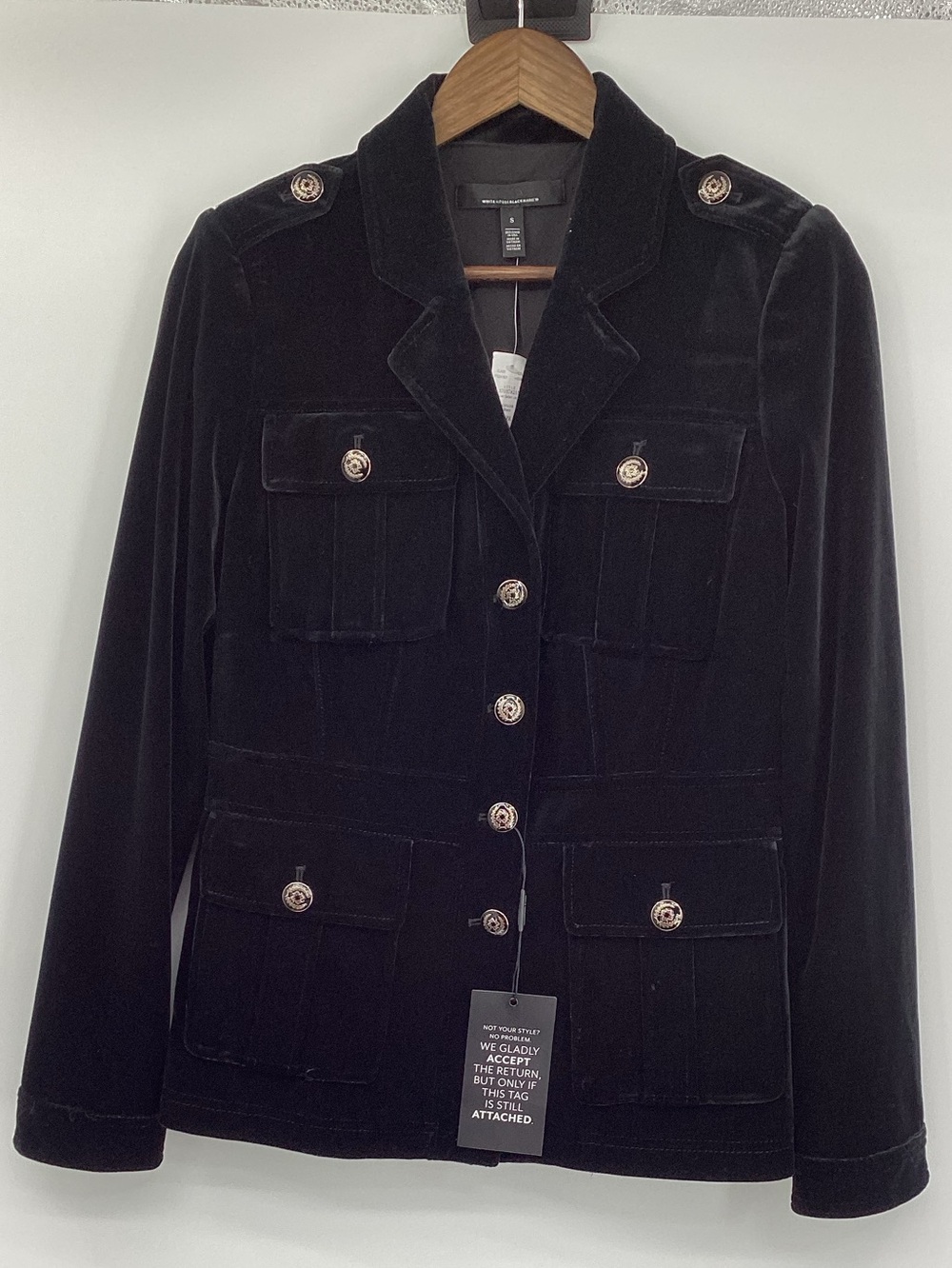 White House Black Market Black Velvet Safari Jacket